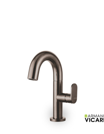 Μπαταρία Νιπτήρα Vicario Slim Black Brushed με Βαλβίδα Clic-Clac (500010-410)