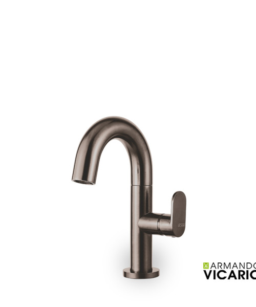 Μπαταρία Νιπτήρα Vicario Slim Black Brushed με Βαλβίδα Clic-Clac (500010-410)