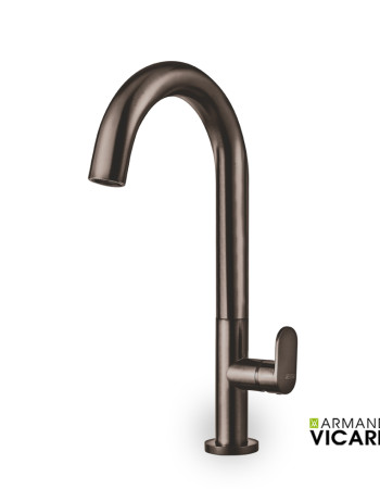 Μπαταρία Νιπτήρα Υψηλή Vicario Slim Black Brushed με Βαλβίδα Clic-Clac (500041-410)