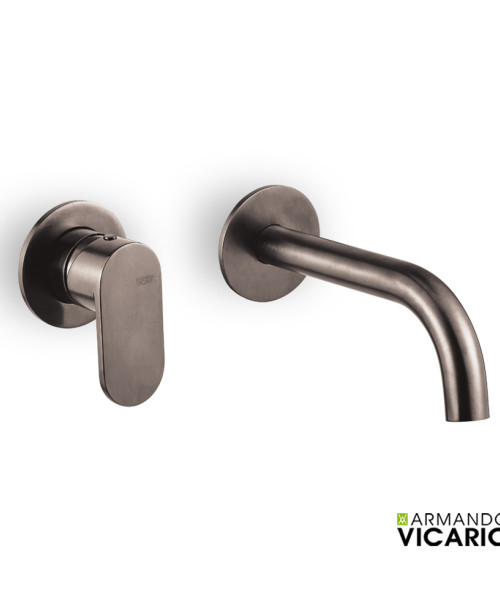 Μπαταρία Νιπτήρα Τοίχου Vicario Slim Black Brushed (500045-410)