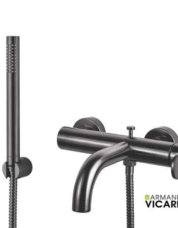 Επίτοιχη Παροχή Νερού με Τηλέφωνο & Σπιράλ Black Brushed (CV10131-410 + RV50200-410 + RV51620-410)