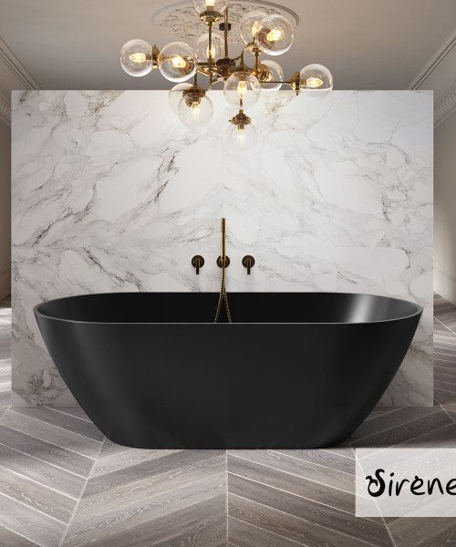 Μπανιέρα Solid Surface Ελεύθερης Τοποθέτησης Cusco 165x85 Black Matt