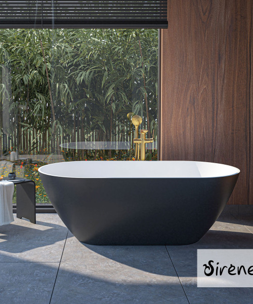 Μπανιέρα Solid Surface Ελεύθερης Τοποθέτησης Cusco 165x85 Black Matt