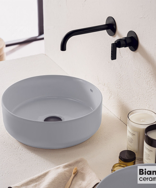 Νιπτήρας Πορσελάνης Επιτραπέζιος Φ36 Bianco Ceramica Stone Grey (33036-440)